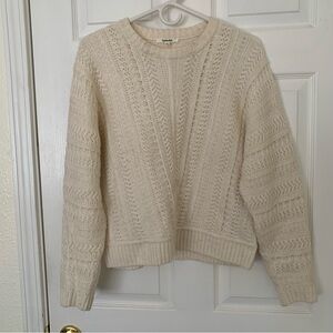 Splendid White Cream Cable Knit Sweater L